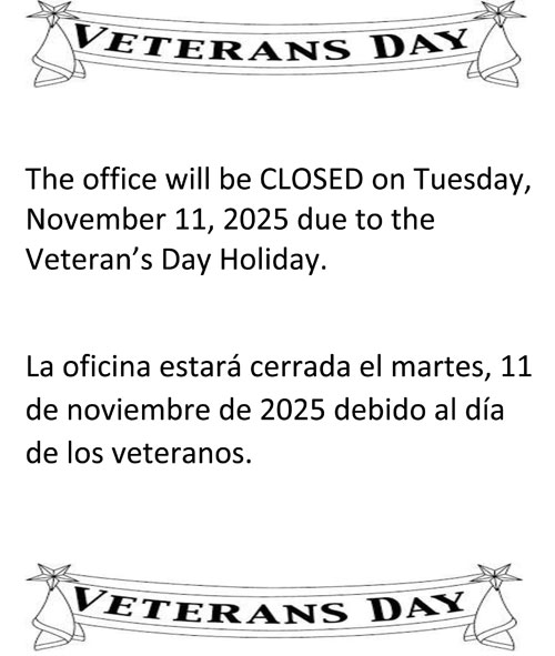 Veterans Day Office Closed November 11, 2025