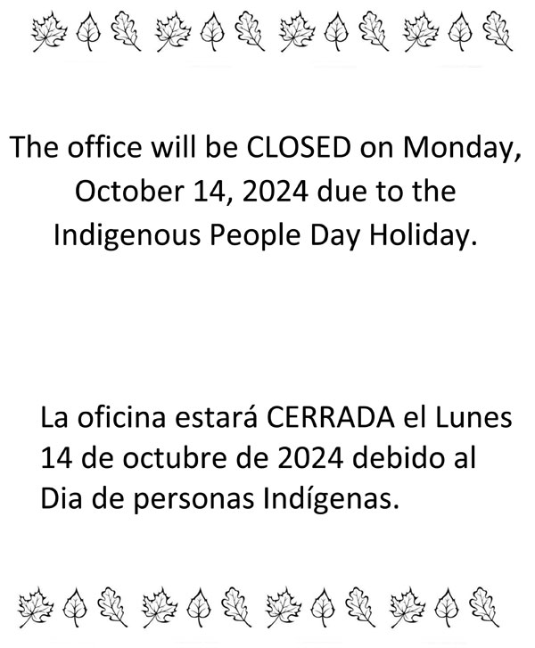 Office Closed for Columbus Day Flyer